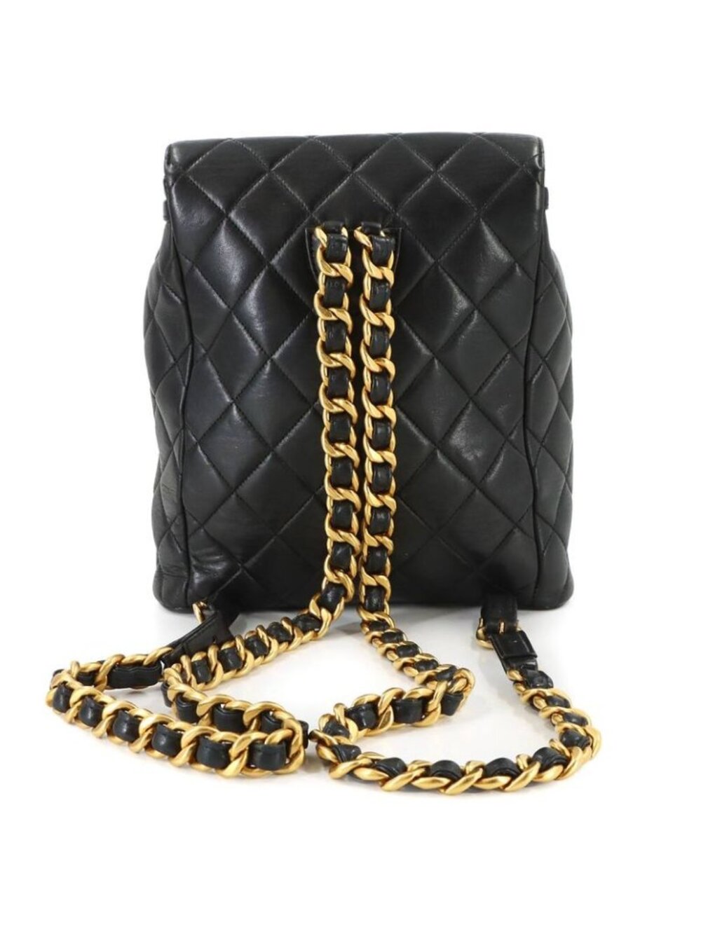 Chanel Quilted Chain Backpack Lambskin Black Vintage Gold Duma - Picture 2 of 9